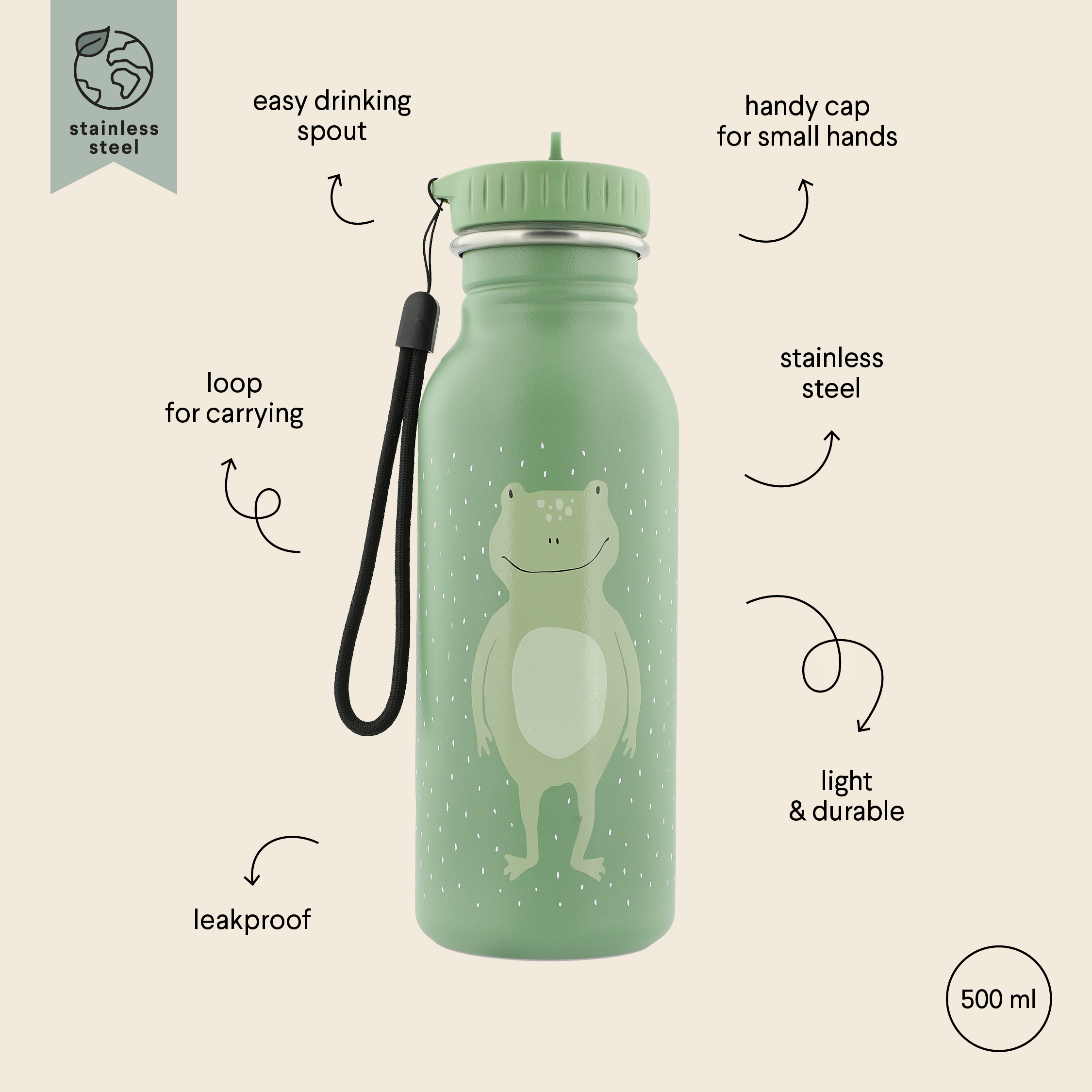 Botella de beber 500ml - Mr. Frog